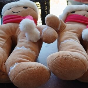 Plush Gingerbread Man Toy with Red Scarf
